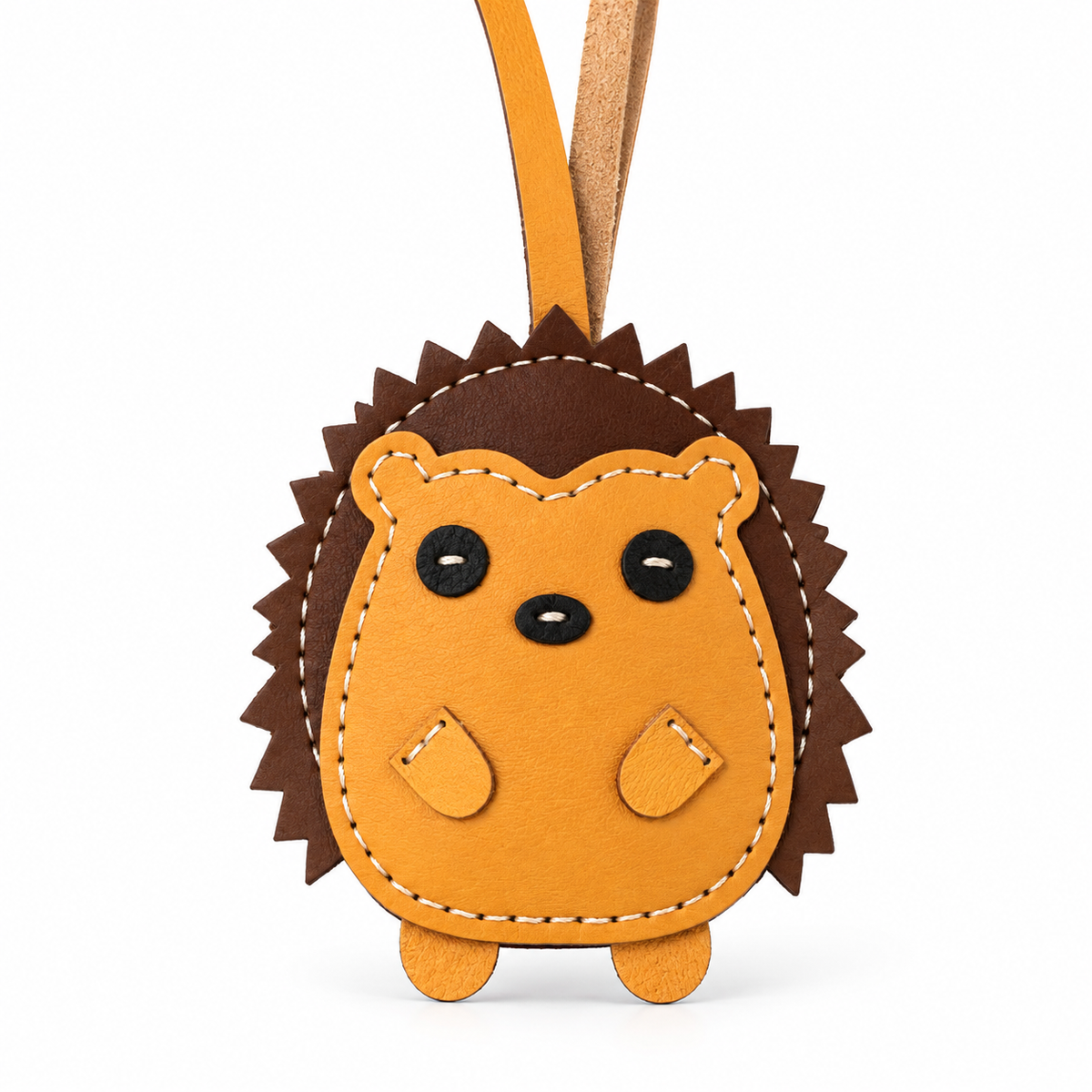 Hedgehog vegan leather bag charm, handmade by Craftelly