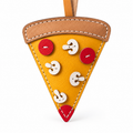 Pizza vegan leather bag charm, handmade by Craftelly