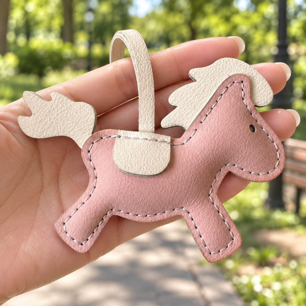 Horse vegan leather bag charm, handmade by Craftelly