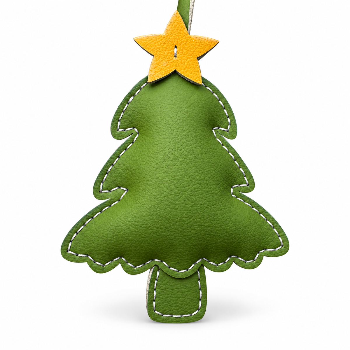Christmas Tree vegan leather bag charm, handmade by Craftelly