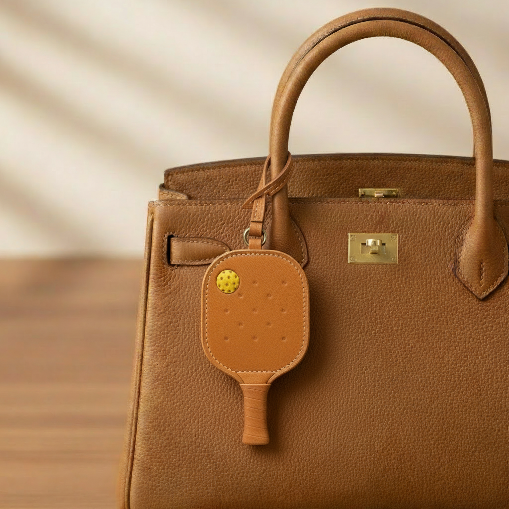 Pickle Ball Paddle Leather Charm