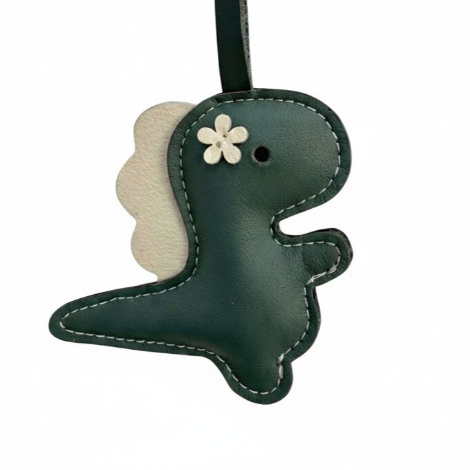 Dinosaur vegan leather bag charm, handmade by Craftelly