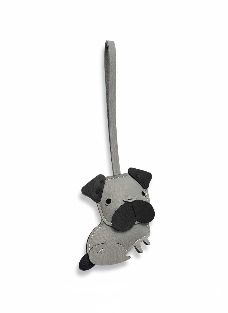 Pug Dog Leather Charm