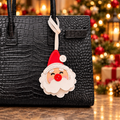 Santa Claus vegan leather bag charm, handmade by Craftelly
