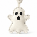Halloween Ghost vegan leather bag charm, handmade by Craftelly