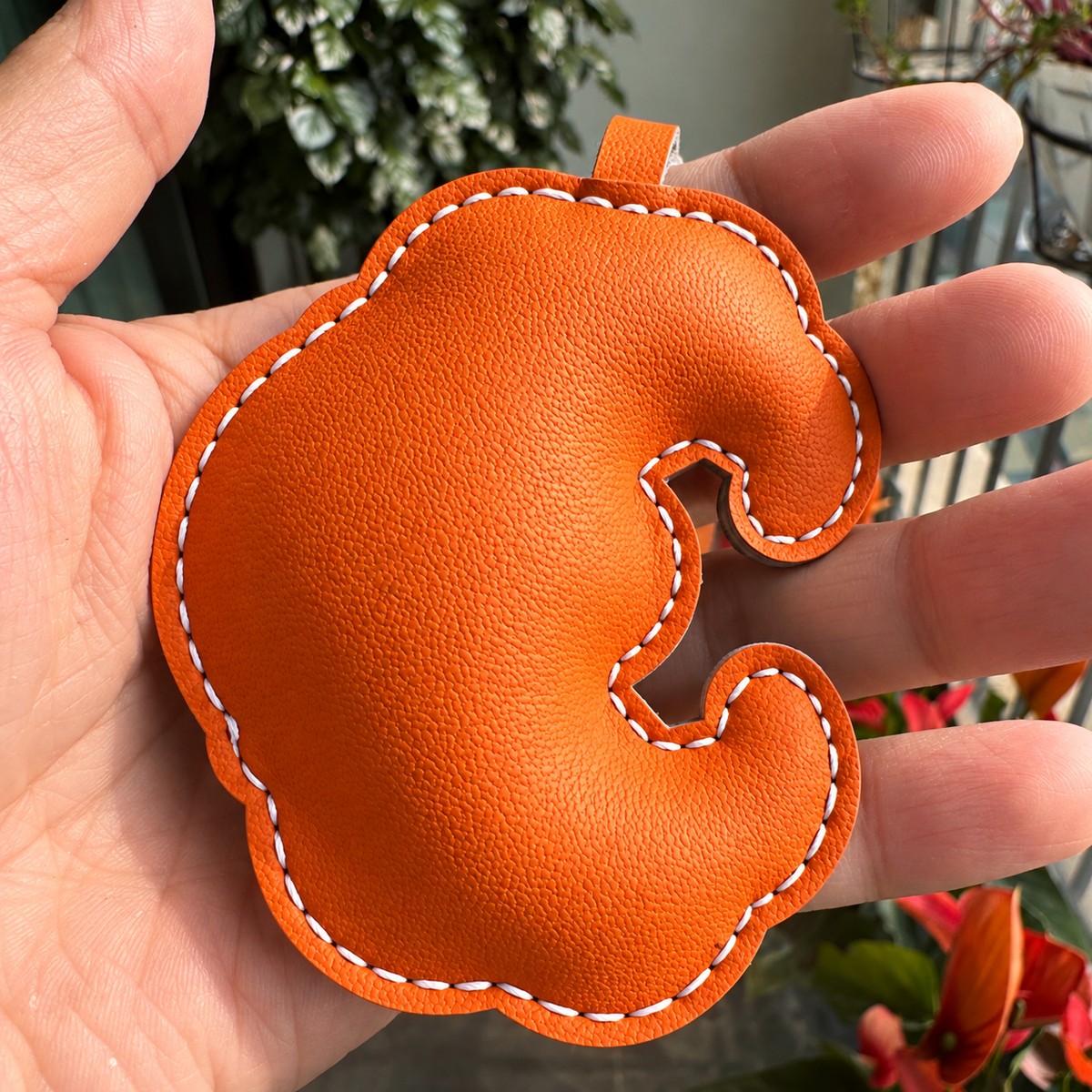 Croissant vegan leather bag charm, handmade by Craftelly