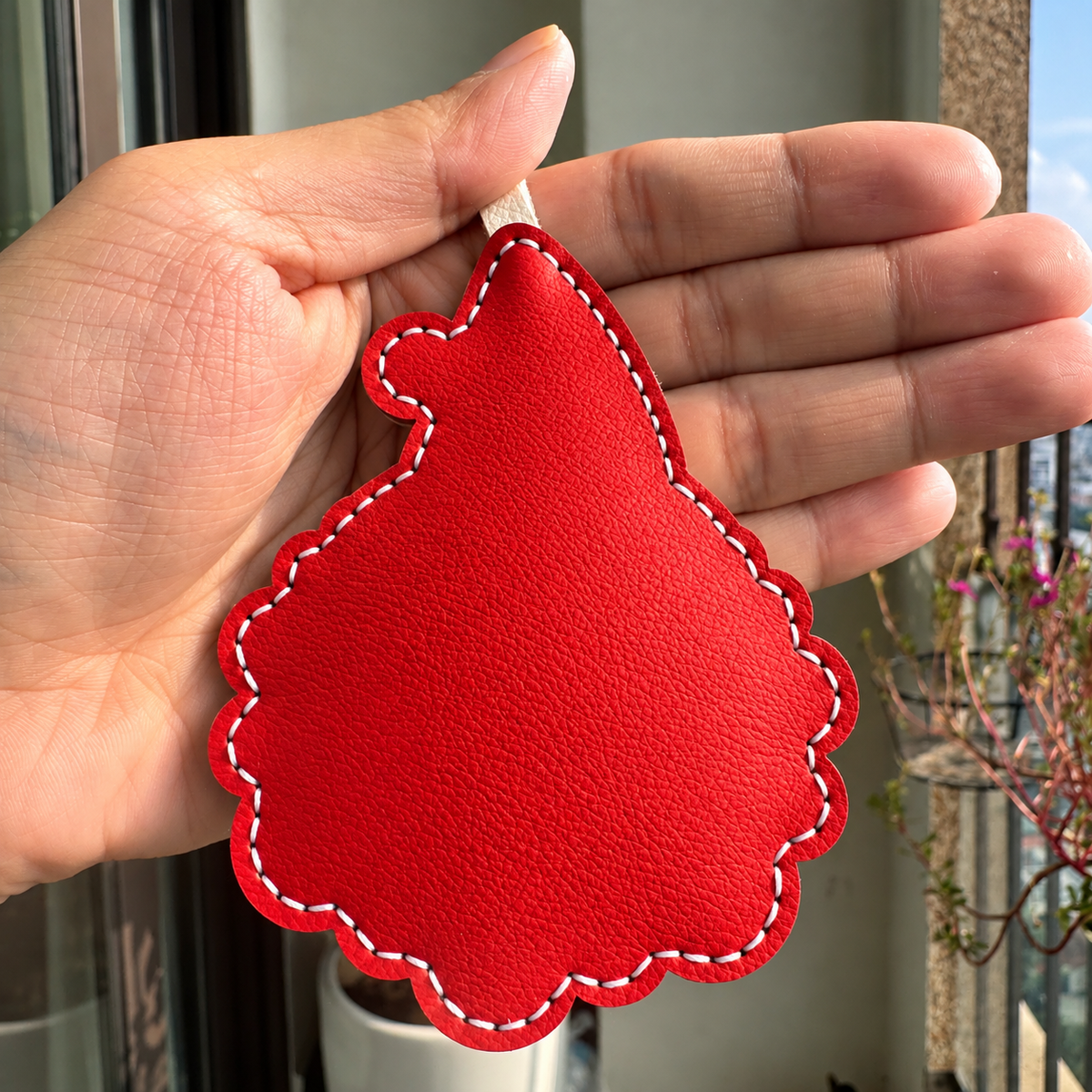 Santa Claus vegan leather bag charm, handmade by Craftelly