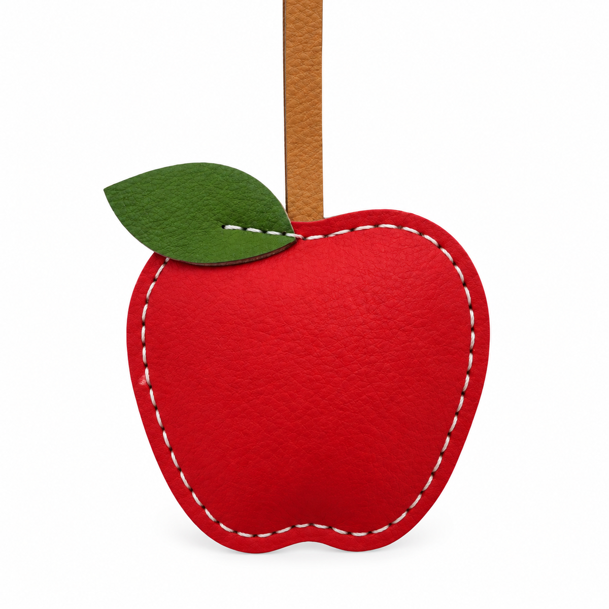 Apple vegan leather bag charm, handmade by Craftelly
