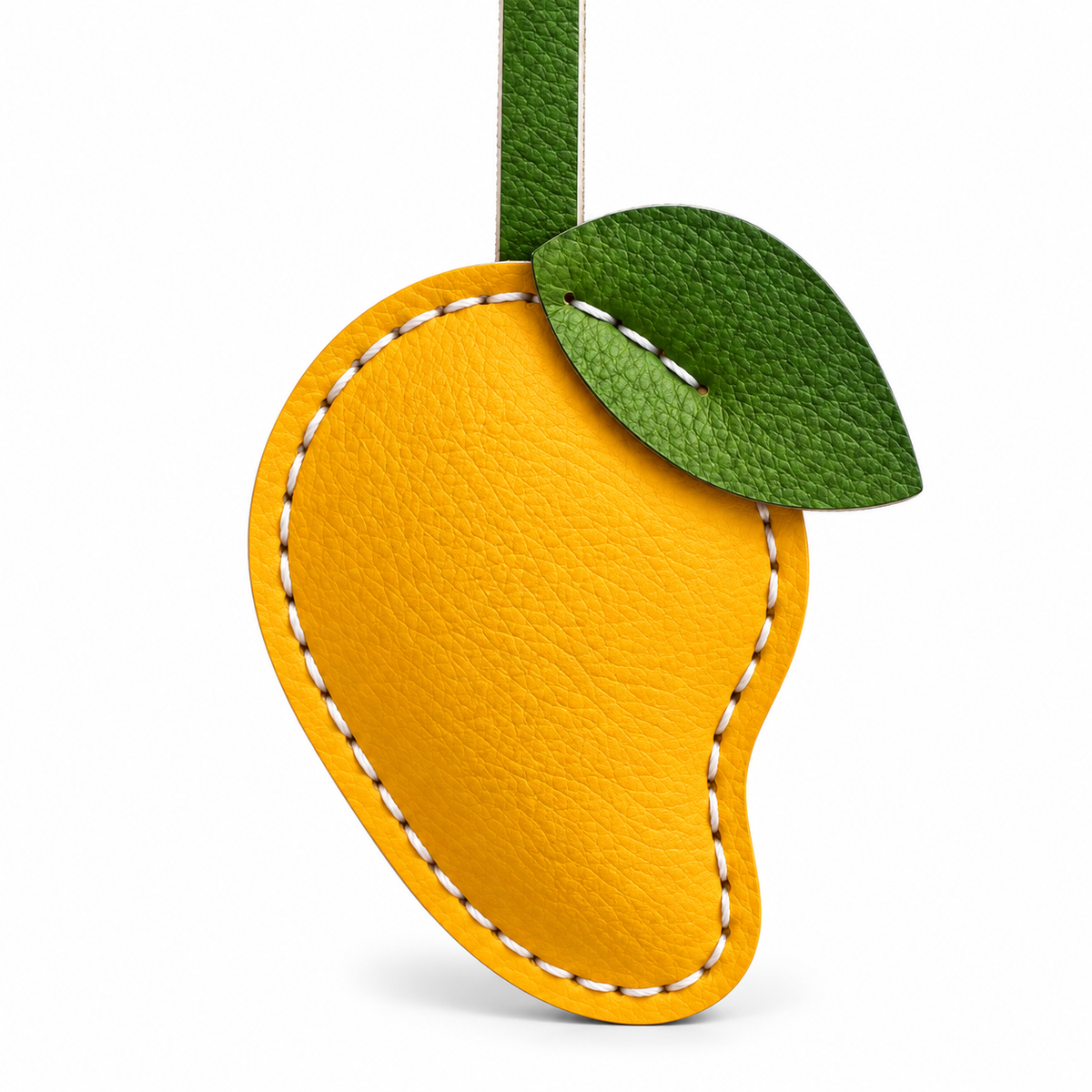 Mango vegan leather bag charm, handmade by Craftelly